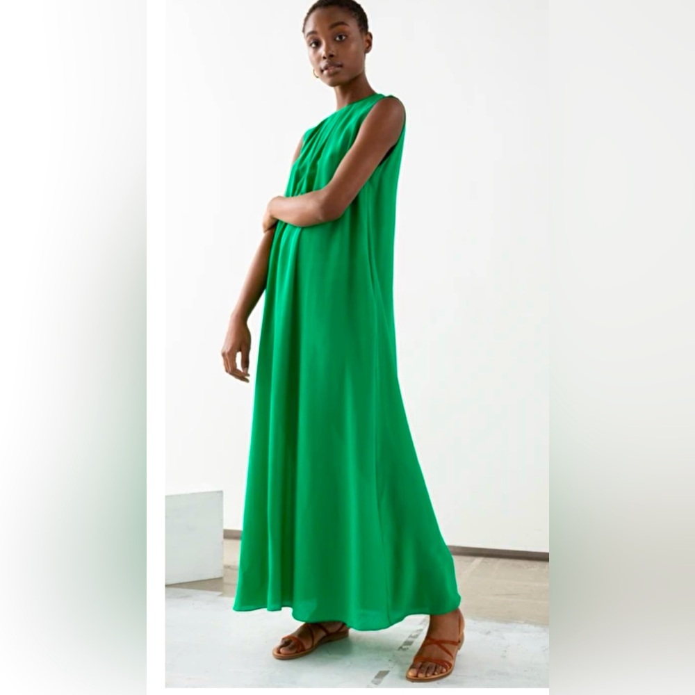 & Other Stories Gorgeous Green Silk Maxi Dress
